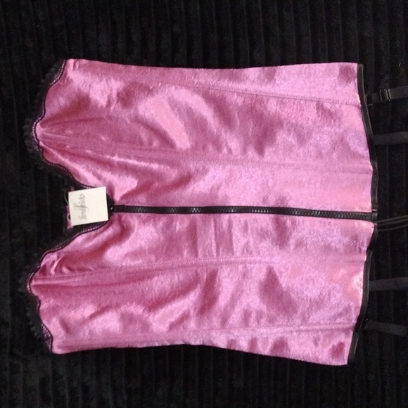 Fredericks of Hollywood Zip Front Corset in Rose Pink w/ Laced Back NWT - Picture 10 of 16
